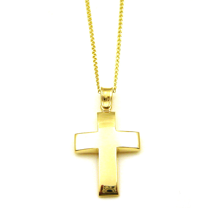 Αντρικός σταυρός από κίτρινο χρυσό Κ14 (χωρίς αλυσίδα)