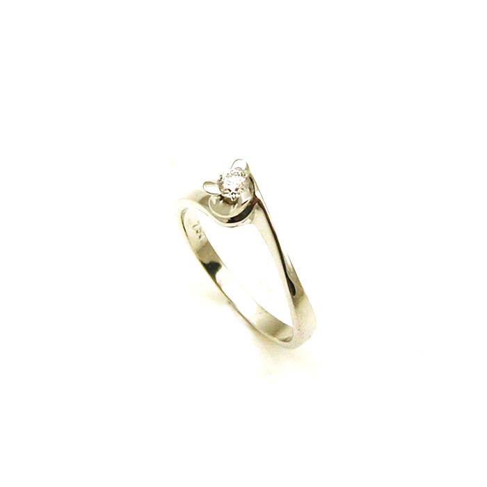 Μονόπετρο δαχτυλίδι από λευκό χρυσό Κ18 με διαμάντι