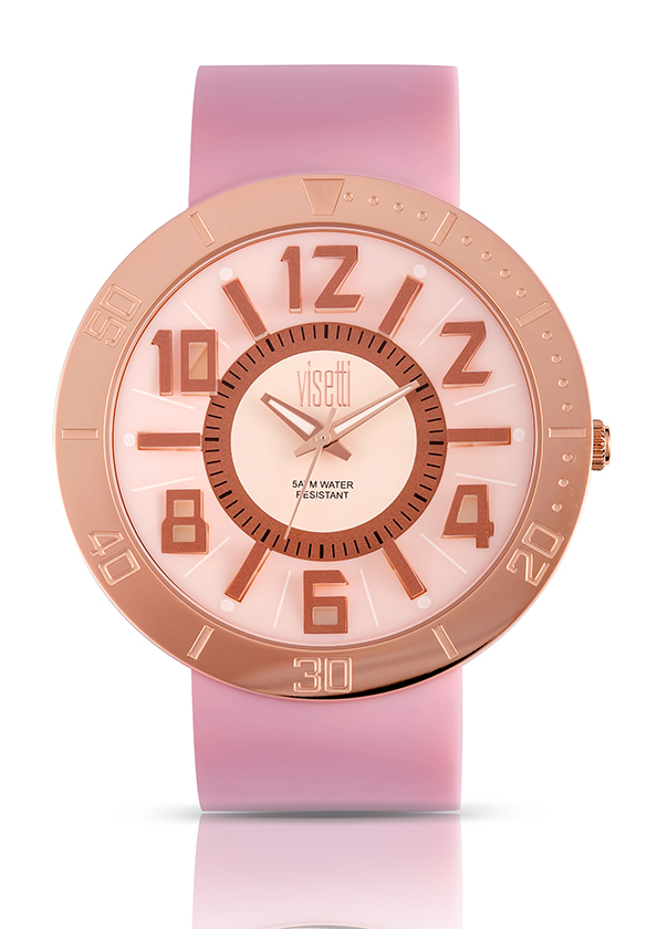 Γυναικείο ρολόι Visetti Raspberry  με ροζ καουτσούκ